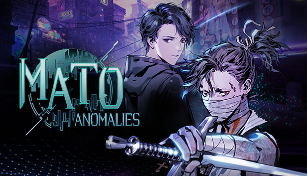 Mato Anomalies key art, showing the game's two protagonists against a neon cyberpunk cityscape